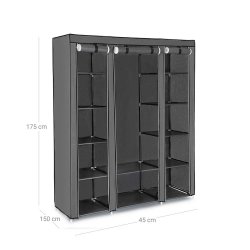 Kldeskab m. Stofcover, Gr 175 x 150 x 45 cm.