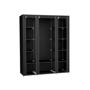 Kldeskab m. Stofcover, Sort 175 x 150 x 45 cm.
