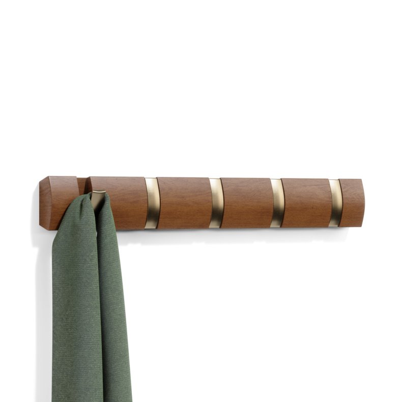 Knagerkke Umbra Flip 5 Hook, lys Valnd / Guld