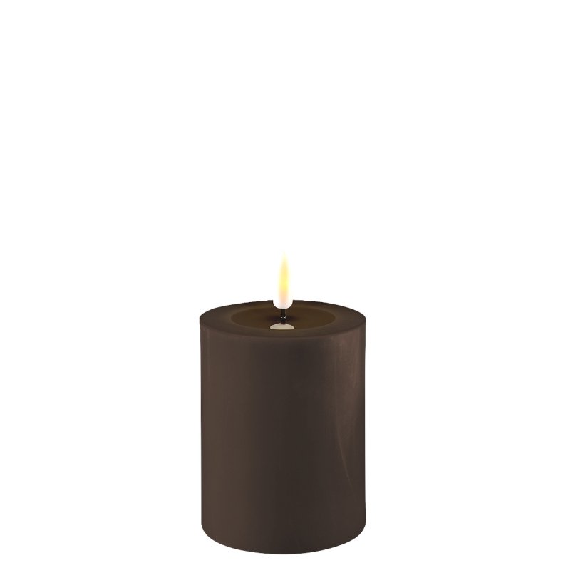 Kunstig Stearinlys Deluxe Homeart - LED bloklys 7,5 cm. - Mokkabrun