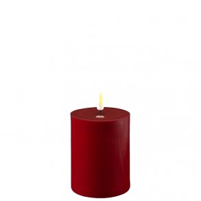 Kunstig Stearinlys Deluxe Homeart - LED bloklys 7,5 cm. - Bordeauxrd
