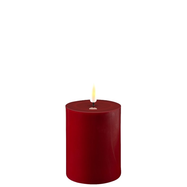 Kunstig Stearinlys Deluxe Homeart - LED bloklys 7,5 cm. - Bordeauxrd