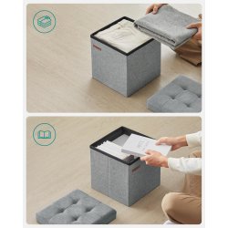 Firkantet puf med opbevaring 30 x 30 x 30 cm, lysegr�