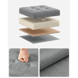 Firkantet puf med opbevaring 30 x 30 x 30 cm, lysegr�