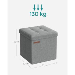 Firkantet puf med opbevaring 30 x 30 x 30 cm, lysegr�