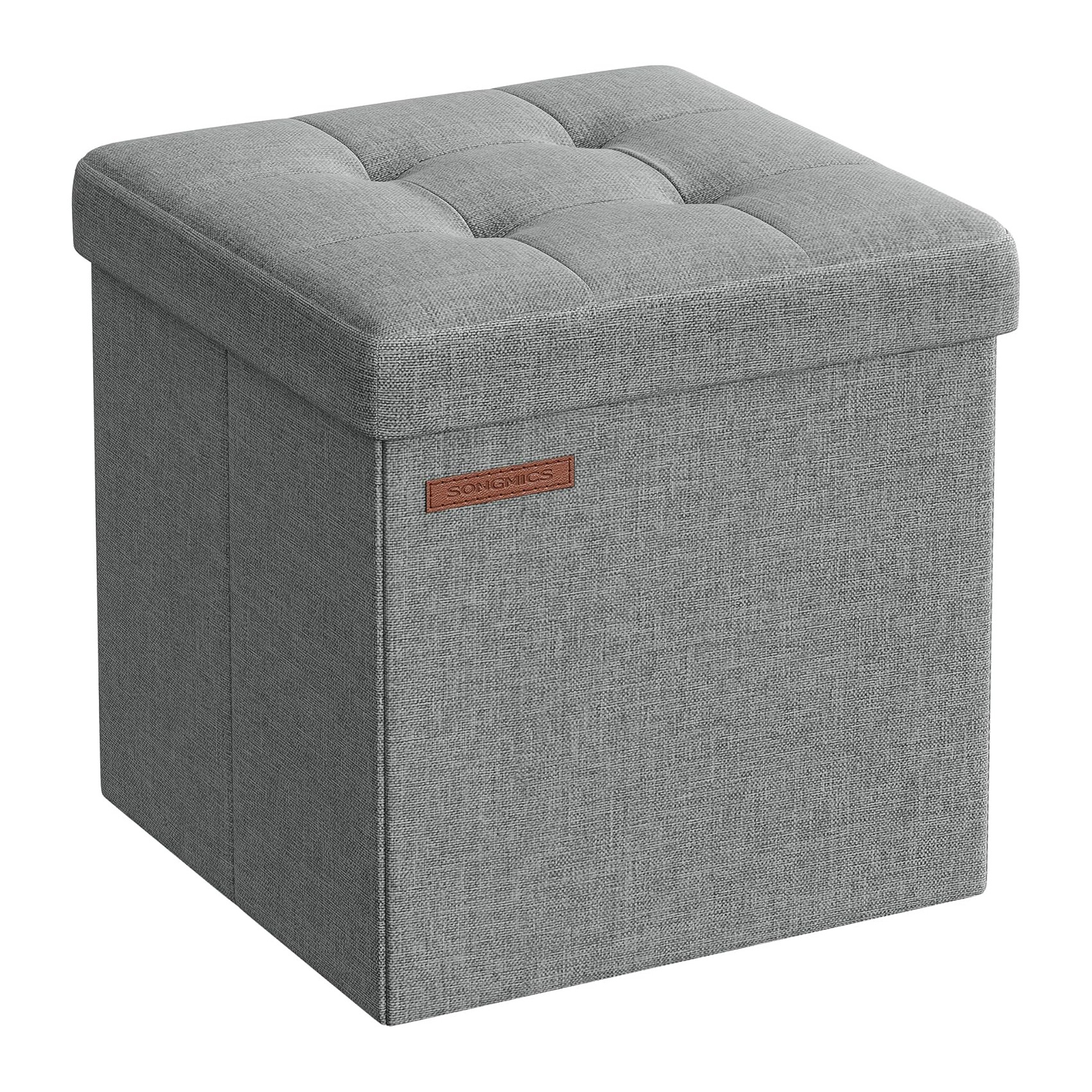 Firkantet puf med opbevaring 30 x 30 x 30 cm, lysegrå