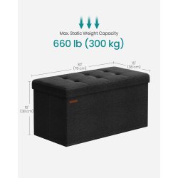 Opbevaringspuf med L�g 76 cm, Sort