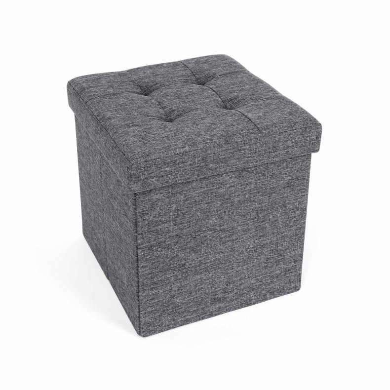 Opbevaringspuf 40L med L�g 38x38x38 cm, M�rkegr�