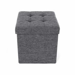 Opbevaringspuf 40L med L�g 38x38x38 cm, M�rkegr�