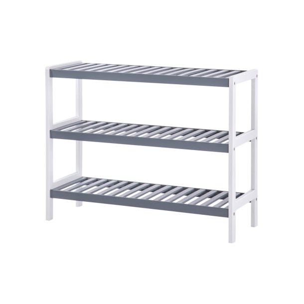 Skoreol Bambus m. 3 Hylder, Hvid / Gr