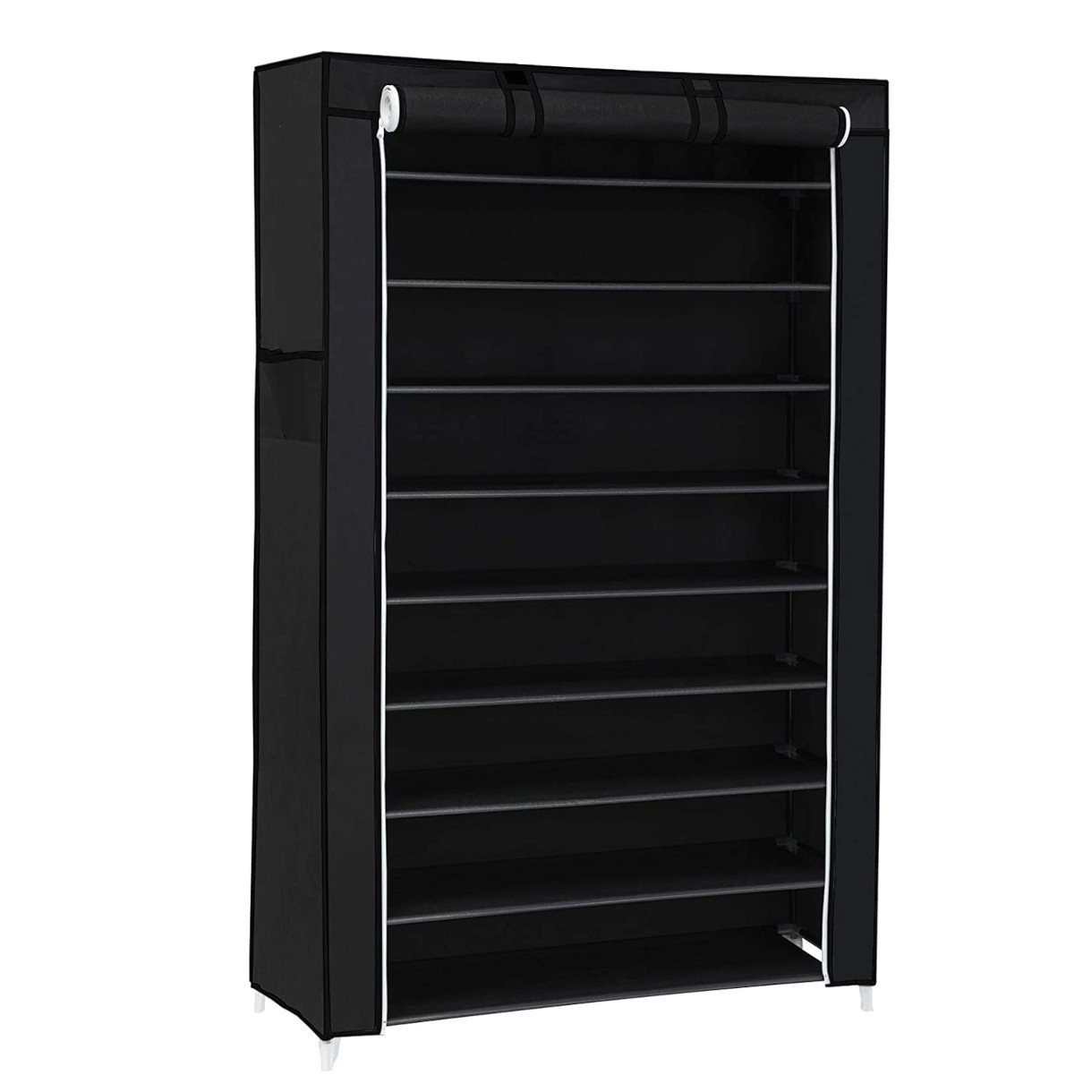 Skoreol m. 9 Hylder, Sort Stofcover