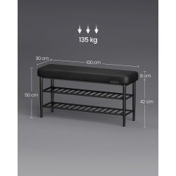 Skobnk m. Hynde og Opbevaringshylder, Sort - 100 cm.