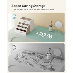 Smykkeskrin - Songmics Hvid / Guld m. 4 Lag