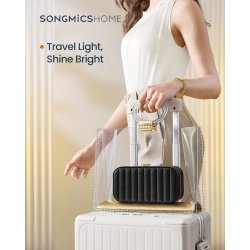 Rejsesmykkeskrin med Quiltet Design og Indbygget Spejl, Sort