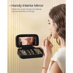 Rejsesmykkeskrin med Quiltet Design og Indbygget Spejl, Sort