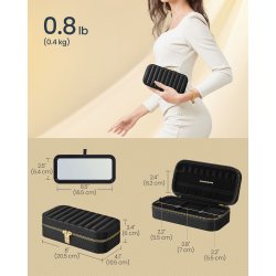 Rejsesmykkeskrin med Quiltet Design og Indbygget Spejl, Sort