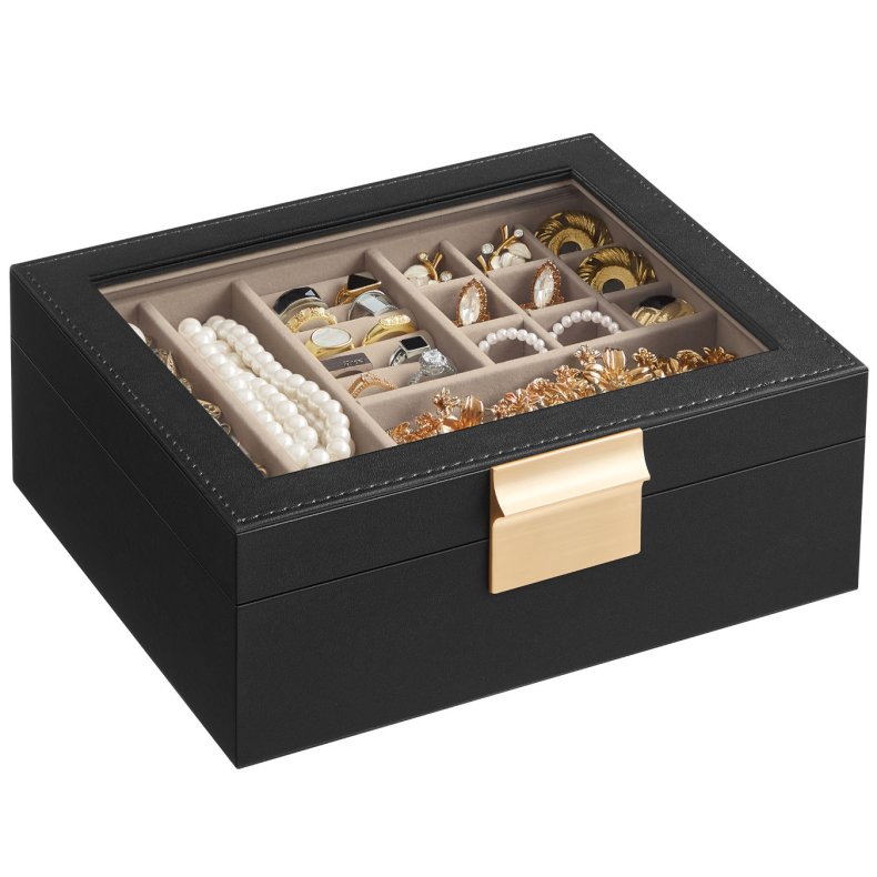 Smykkeskrin Songmics Sort / Guld m. 2 Lag