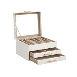 Smykkeskrin - Songmics Hvid / Guld m. Glasl�g