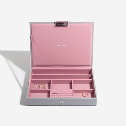 Smykkeskrin - Stackers Classic Grey &amp; Rose Top m. lg