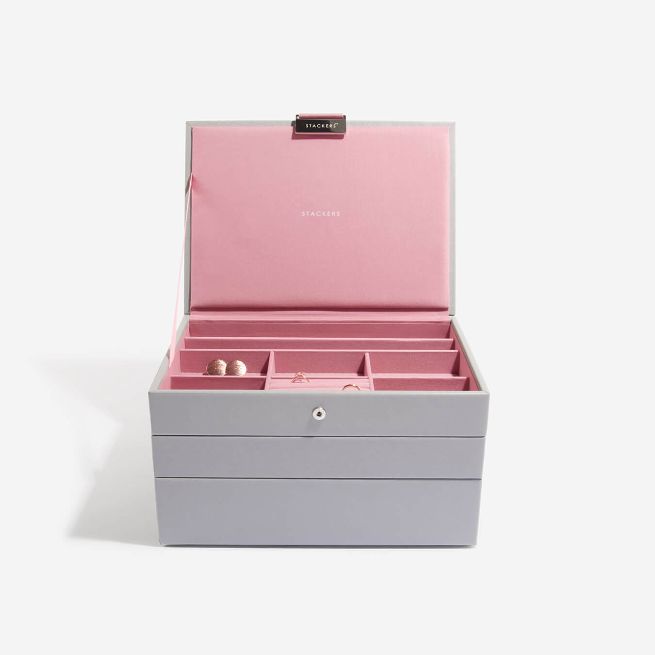 Smykkeskrin - Stackers Classic Grey & Rose m. 3 moduler