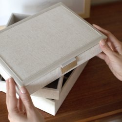 Smykkeskrin Stackers Classic Oatmeal Linen m. 3 moduler