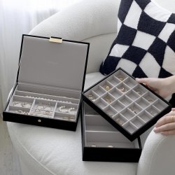 Smykkeskrin Stackers Classic Sort Raffia m. 3 moduler