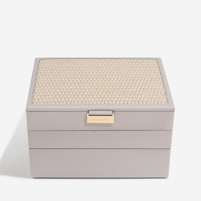 Smykkeskrin Stackers Classic Taupe Raffia m. 3 moduler