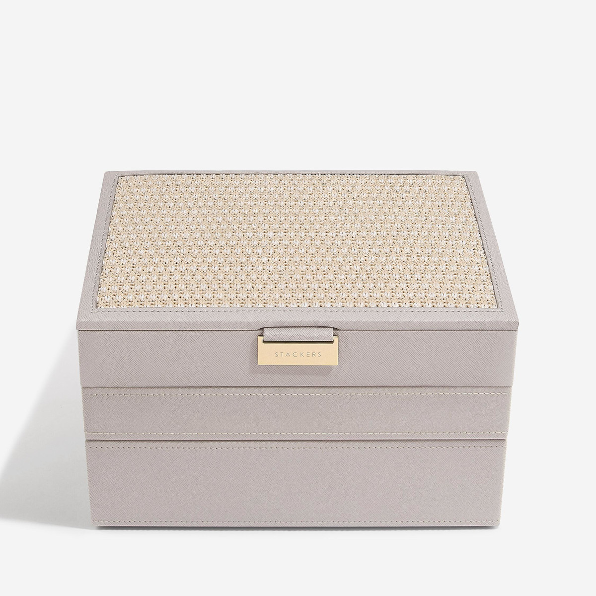 Smykkeskrin Stackers Classic Taupe Raffia m. 3 moduler