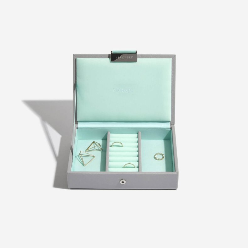 Lille Smykkeskrin - Stackers Mini Grey &amp; Mint Top m. lg