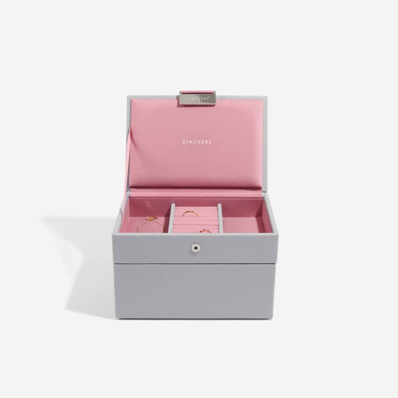 Lille Smykkeskrin - Stackers Mini Grey &amp; Rose m. 2 moduler