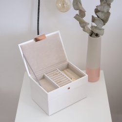 Lille Smykkeskrin - Stackers Mini Hvid Rose Gold m. 2 moduler
