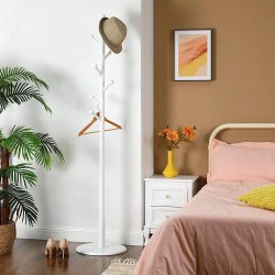 Stumtjener m. 7 Knager i Solidt Gummitr med Stabil Base, Hvid