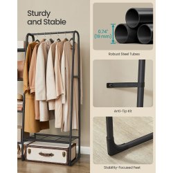 Tjstativ m. Bjlestang og Hylder, Sort