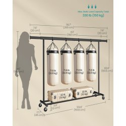 Sort T�jstativ m. 130 kg. B�reevne, 200 cm.