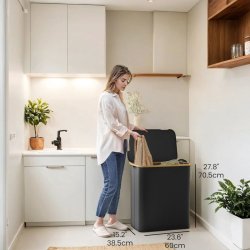 Vasket�jskurv 150L m. 3 Rum, L�g og Aftagelige Poser, Sort