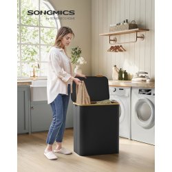 Vasket�jskurv 150L m. 3 Rum, L�g og Aftagelige Poser, Sort