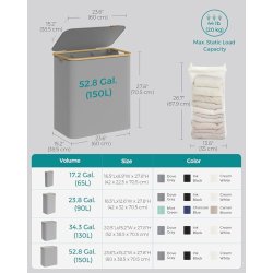 Vasket�jskurv 150L m. 3 Rum, L�g og Aftagelige Poser, Gr�