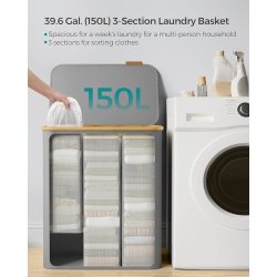 Vasket�jskurv 150L m. 3 Rum, L�g og Aftagelige Poser, Gr�