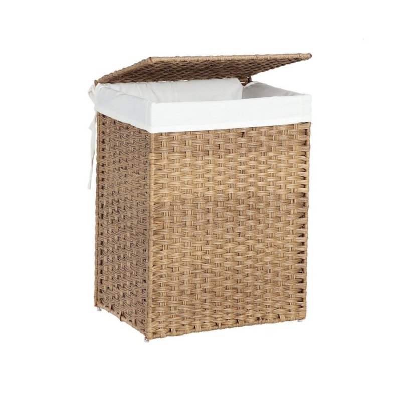 Vasket�jskurv 90L i flettet Rattan-look m. L�g, Natur
