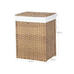 Vasket�jskurv 90L i flettet Rattan-look m. L�g, Natur