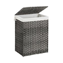 Vasket�jskurv 90L i flettet Rattan-look m. L�g, Gr�