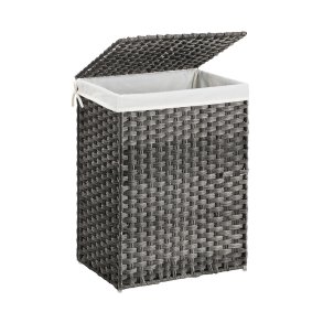 Vasket�jskurv 90L i flettet Rattan-look m. L�g, Gr�