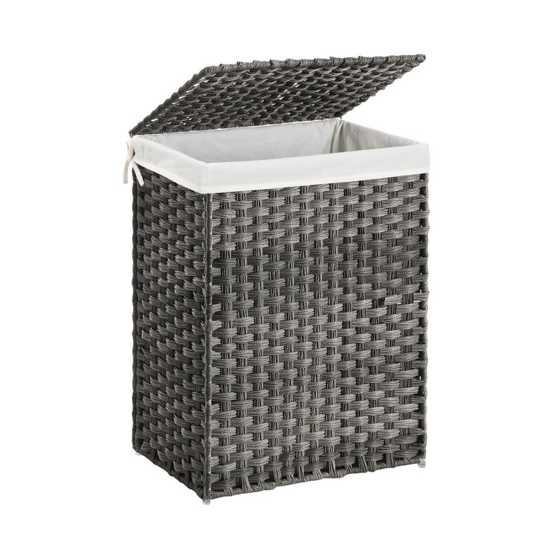 Vasket�jskurv 90L i flettet Rattan-look m. L�g, Gr�