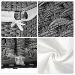 Vasket�jskurv 90L i flettet Rattan-look m. L�g, Gr�