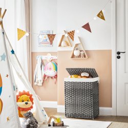 Vasket�jskurv 90L i flettet Rattan-look m. L�g, Gr�