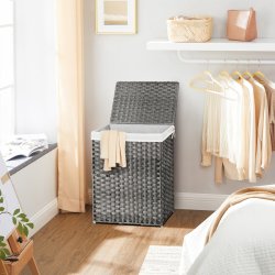 Vasket�jskurv 90L i flettet Rattan-look m. L�g, Gr�