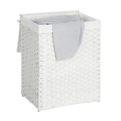 Vasket�jskurv 90L i flettet Rattan-look m. L�g, Hvid