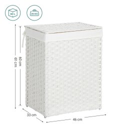 Vasket�jskurv 90L i flettet Rattan-look m. L�g, Hvid